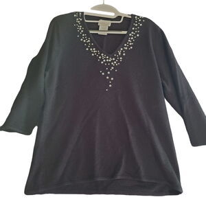 Designer Originals Womens Top Black Size Large 100% Acrylic Pullover Long Sleeve